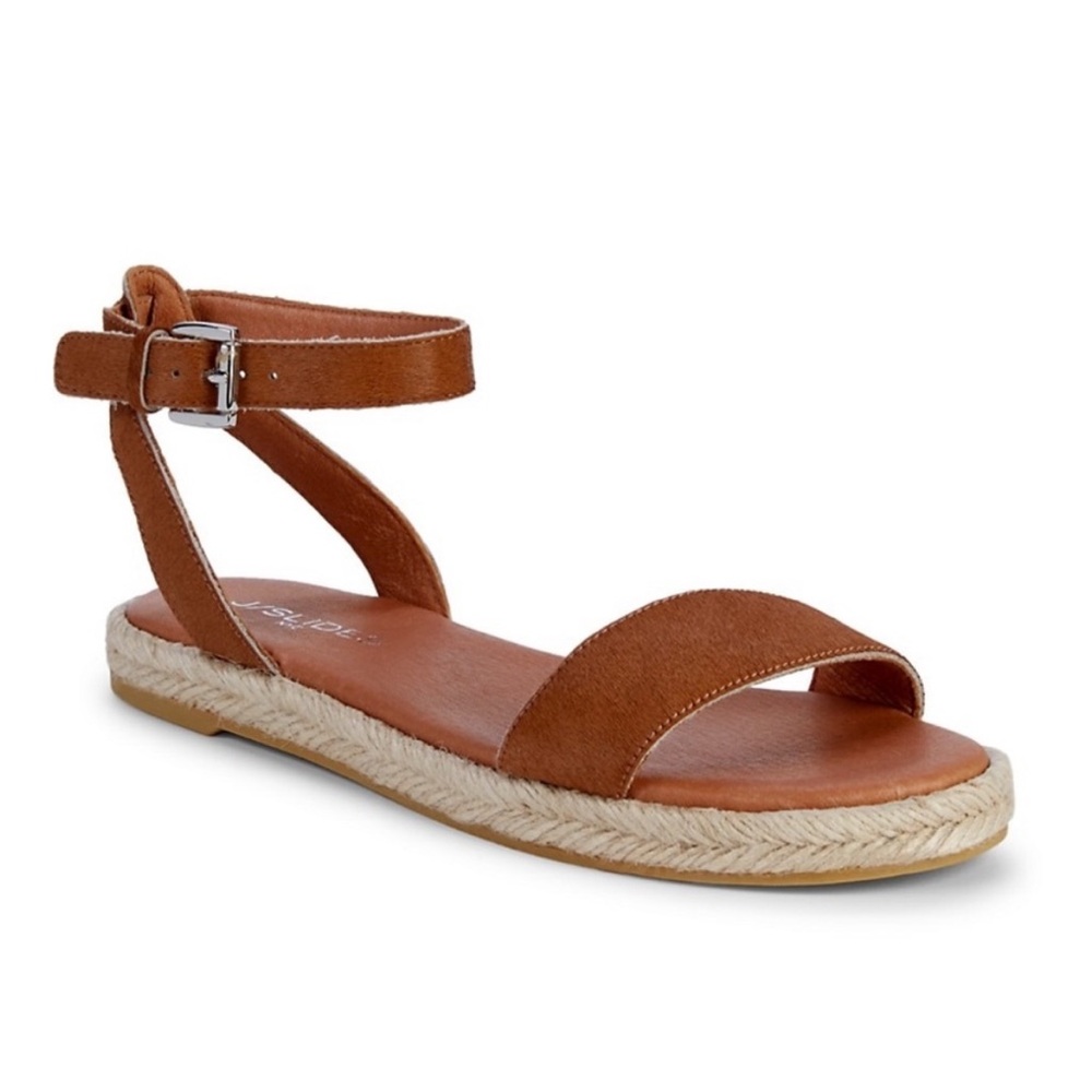 NWT J/SLIDES ROSIE Tan Pony Hair Leather Sandal - Picture 6 of 16